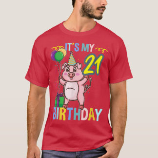 私の21歳の誕生日かわいい豚 Tシャツ