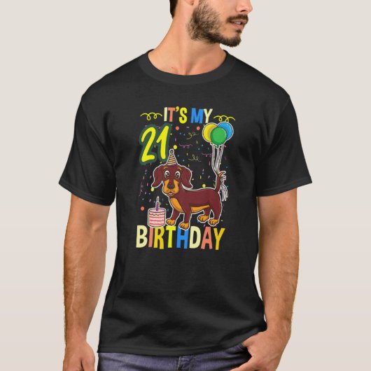 私の21歳の誕生日ダックスシュント Tシャツ (正面)