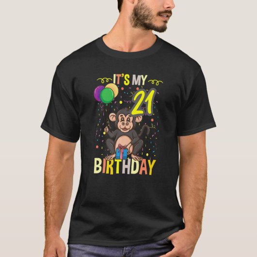 私の21歳の誕生日チンパンジー・モンキー Tシャツ (正面)
