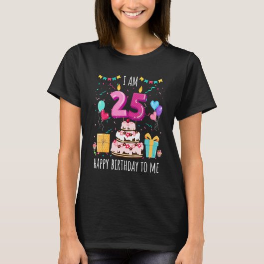 私の25お誕生日ケーキキャンドル25歳 Tシャツ (正面)