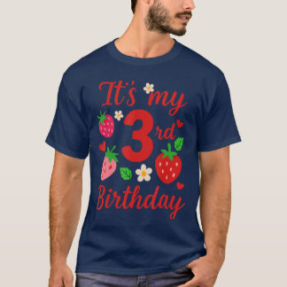 私の3回目の誕生日かわいいイチゴをテーマにした誕生日 Tシャツ