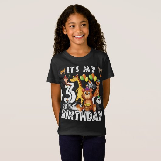 私の3回目の誕生日サファリジャングル動物の恋人 Tシャツ (正面フル)
