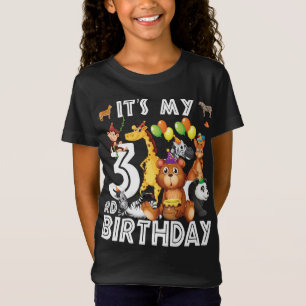 私の3回目の誕生日サファリジャングル動物の恋人 Tシャツ