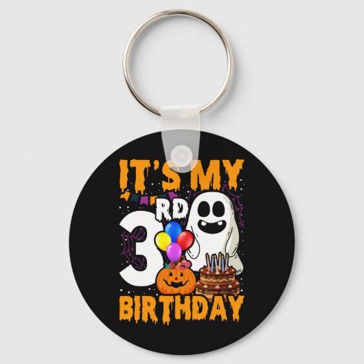 私の3回目の誕生日幽霊カボチャハローウィンパーティ キーホルダー (正面)