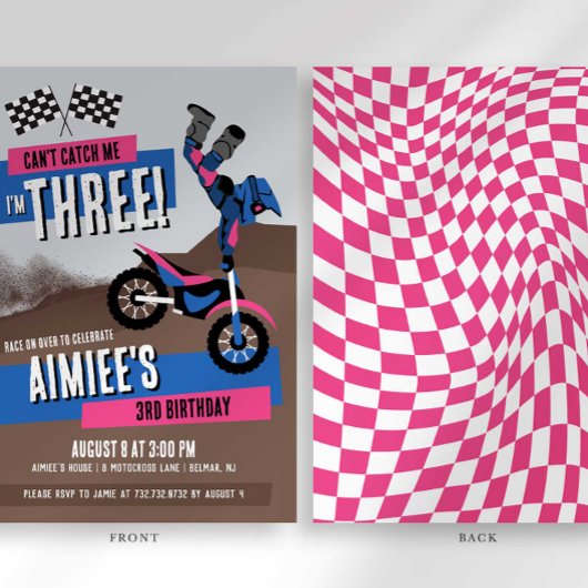 私の3歳のバースデーは、3台のダートバイクでキャッチミー! 招待状