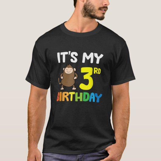 私の3歳のバースデーモンキー Tシャツ (正面)