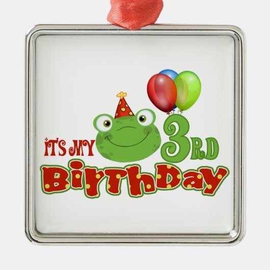 私の3歳の誕生日だ メタルオーナメント (正面)
