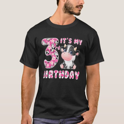 私の3歳の誕生日の子供3歳かわいい牛の誕生 Tシャツ (正面)
