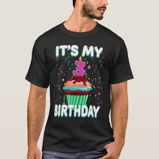 私の3歳の誕生日の甘いカップケーキ3歳 Tシャツ (正面)