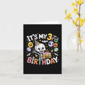 私の3歳の誕生日スケルトンのハロウィントドラーボーイ カード (黄色い花)