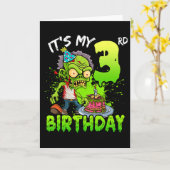 私の3歳の誕生日ゾンビ恋人3歳の男の子 カード (黄色い花)