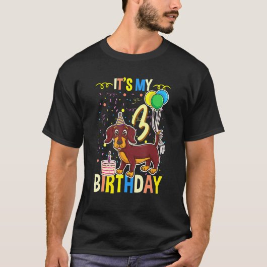 私の3歳の誕生日ダックスシュント Tシャツ (正面)