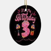 私の3歳の誕生日ドーナツおめでとう3歳 セラミックオーナメント (右)