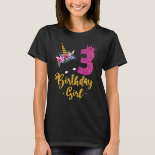 私の3歳の誕生日ユニコーンの衣装 幼児用女の子 Tシャツ