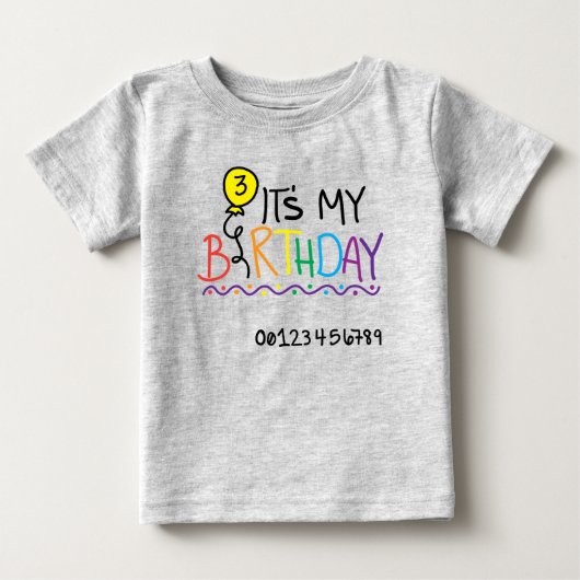 私の3歳の誕生日 ベビーTシャツ (正面)