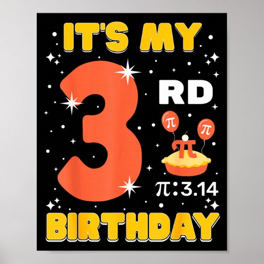 私の3歳の誕生日 円周率の日 数学 3歳 子供 ガールズ ポスター (正面)