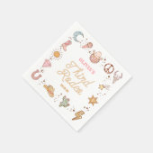 私の3番目のロデオディスコ女性のカーボーイ3番目の誕生日パーティー スタンダードカクテルナプキン (角)