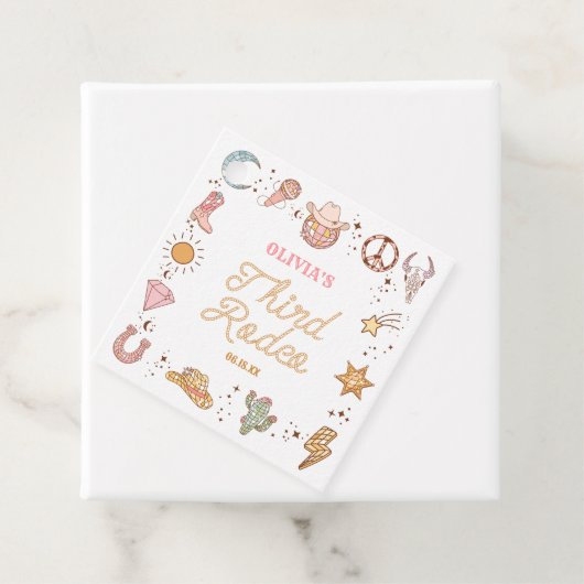 私の3番目のロデオディスコ女性のカーボーイ3番目の誕生日パーティー フェイバータグ (インサイチュ)