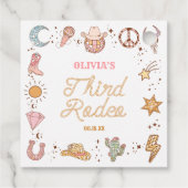 私の3番目のロデオディスコ女性のカーボーイ3番目の誕生日パーティー フェイバータグ (裏面)