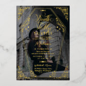 私の30代ゴシックの棺の誕生日パーティーへの死 箔招待状 (正面)