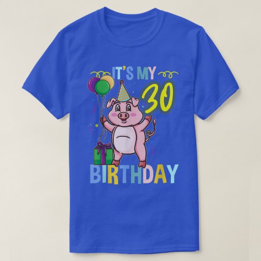 私の30歳の誕生日かわいい豚 Tシャツ (デザイン正面)