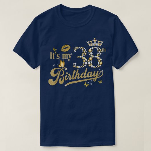 私の38誕生日ダイヤモンドクラウン38歳不機嫌 Tシャツ (デザイン正面)