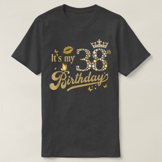 私の38誕生日ダイヤモンドクラウン38歳不機嫌 Tシャツ (デザイン正面)