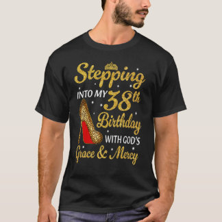 私の38誕生日女性ヒョウ高へのステップイン Tシャツ