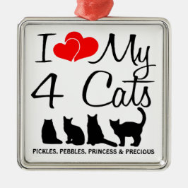 私の4匹の猫を愛する メタルオーナメント