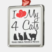 私の4匹の猫を愛する メタルオーナメント (左)