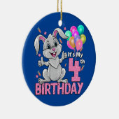 私の4歳の誕生日うさぎ4歳の誕生日4年 セラミックオーナメント (右)