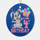 私の4歳の誕生日うさぎ4歳の誕生日4年 セラミックオーナメント (左)