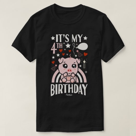 私の4歳の誕生日の豚 Tシャツ (デザイン正面)