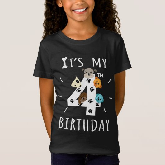 私の4歳の誕生日ドッグ恋人テーマ4歳P Tシャツ (正面)
