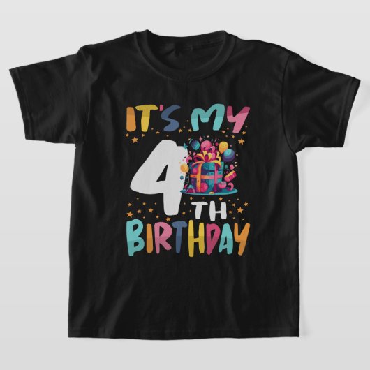 私の4歳の誕生日ハッピー子供の誕生日 Tシャツ (レイダウン)