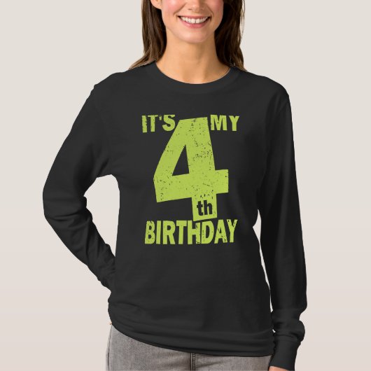 私の4歳の誕生日4歳の女の子と男の子4歳 Tシャツ (正面)