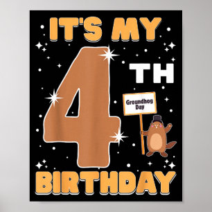 私の4歳の誕生日 グラウンドホッグデー 4歳の女の子 ポスター