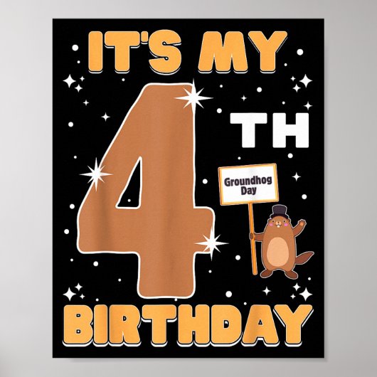 私の4歳の誕生日 グラウンドホッグデー 4歳の女の子 ポスター (正面)