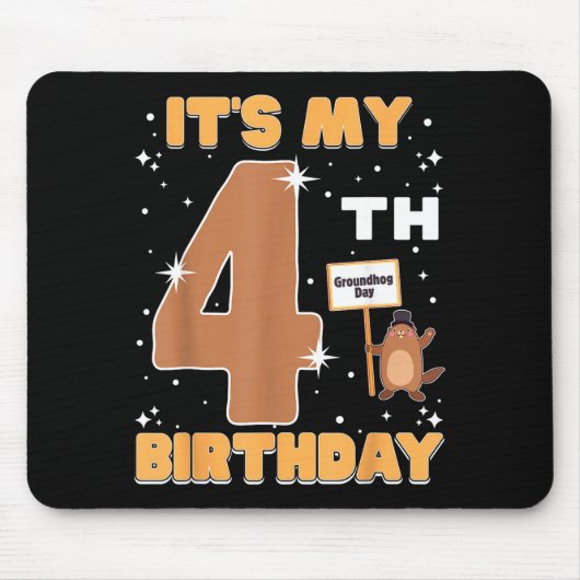 私の4歳の誕生日 グラウンドホッグデー 4歳の女の子 マウスパッド (正面)