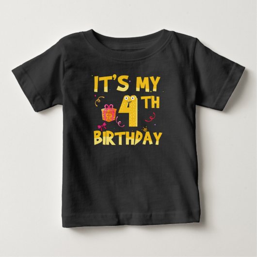私の4歳の誕生日 ベビーTシャツ (正面)