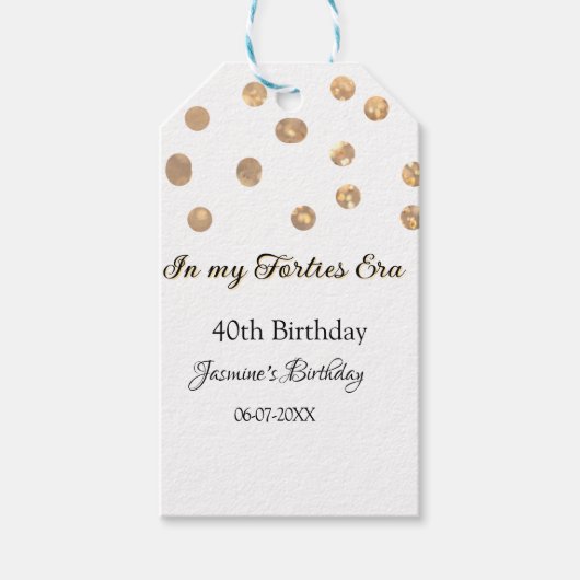 私の40年代の黄金のドットハッピーバースデー ギフトタグ (正面)
