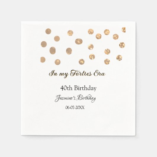 私の40年代の黄金のドットハッピーバースデー スタンダードカクテルナプキン (正面)