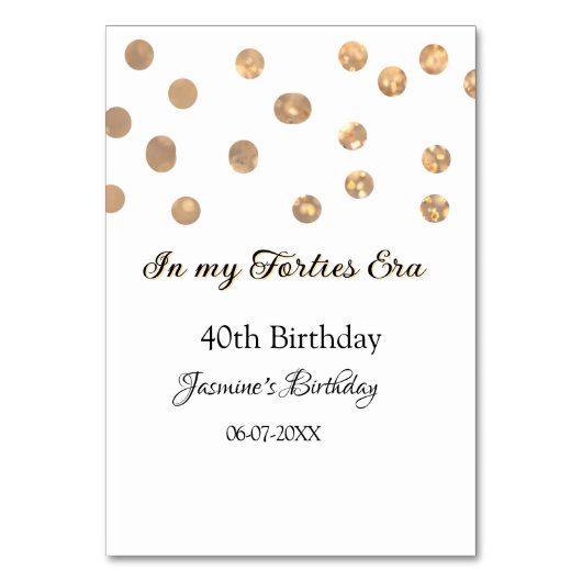 私の40年代の黄金のドットハッピーバースデー テーブルナンバー (正面)