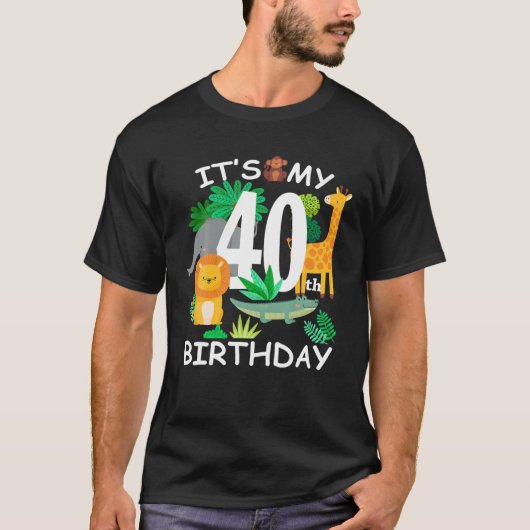 私の40歳の誕生日の動物園の動物の幸せB日40アイ Tシャツ (正面)
