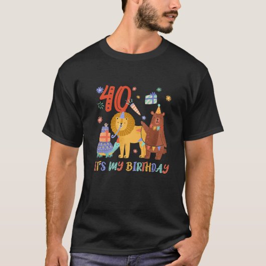 私の40歳の誕生日の動物園サファリジャングル40歳 Tシャツ (正面)