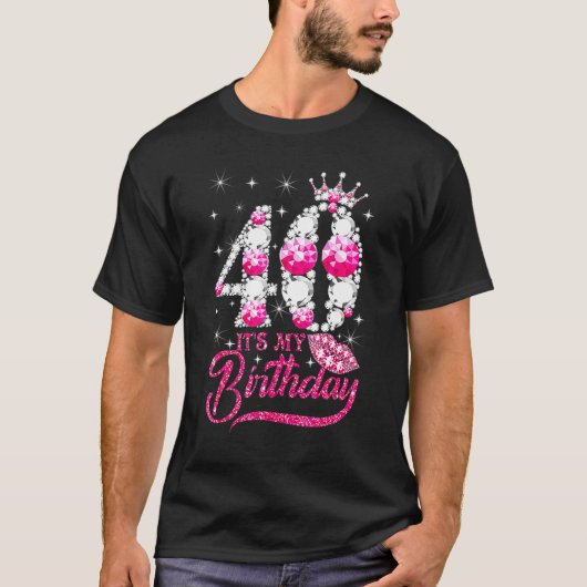 私の40歳の誕生日クイーン40歳の靴クロ Tシャツ (正面)