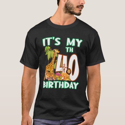 私の40歳の誕生日サファリ動物園の動物40歳 Tシャツ (正面)