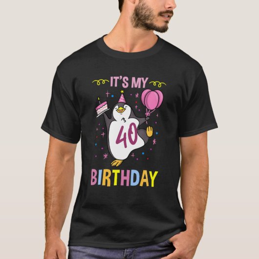 私の40歳の誕生日ペンギン Tシャツ (正面)