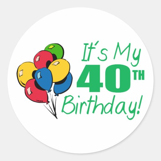 私の40歳の誕生日(風船) ラウンドシール (正面)