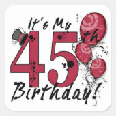 私の45歳の誕生日バルーンステッカーグランジだ スクエアシール (正面)